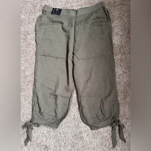New Look Olive Green Cropped Tie-Hem Pants